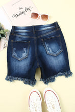 Load image into Gallery viewer, High Waist Distressed Skinny Fit Denim Shorts
