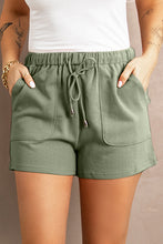 Load image into Gallery viewer, Army Green Drawstring Elastic Waist Pocketed Shorts
