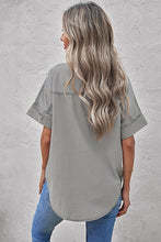 Load image into Gallery viewer, Turn-down Collar Short Sleeve Denim Shirt
