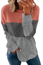 Load image into Gallery viewer, Colorblock Gray Contrast Stitching Sweatshirt with Slits
