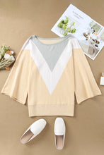 Load image into Gallery viewer, 3/4 Sleeve Chevron Color Block Sweater
