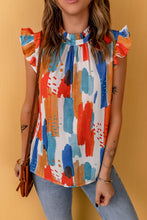 Load image into Gallery viewer, Multicolor Printed Ruffle Flutter Sleeve Tank Top
