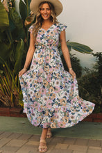 Load image into Gallery viewer, Layered Ruffle Sleeves Long Floral Dress
