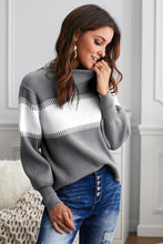 Load image into Gallery viewer, Color Block High Neck Pullover Sweater
