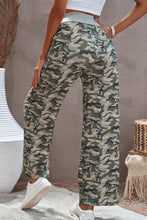 Load image into Gallery viewer, Camouflage Print Drawstring Waist Wide Leg Pants
