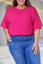 Load image into Gallery viewer, Plus Size Ribbed 3/4 Sleeves Flowy Top
