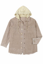 Load image into Gallery viewer, Khaki Patchwork Hooded Corduroy Shacket

