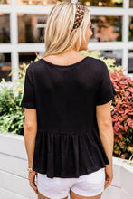 Load image into Gallery viewer, Short Sleeve Waffle Knit Peplum Top
