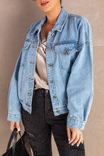 Load image into Gallery viewer, Acid Washed Pockets Buttoned Denim Jacket
