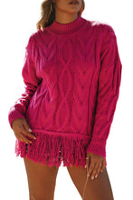 Load image into Gallery viewer, High Neck Cable Knit Tasseled Sweater
