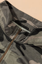 Load image into Gallery viewer, Plus Size Quarter Zip Camo Color Block Sweatshirt
