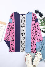 Load image into Gallery viewer, Color Block Leopard Long Sleeve Blouse
