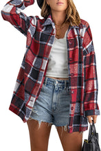 Load image into Gallery viewer, Plaid Print Buttoned Shirt Jacket
