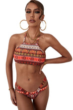 Load image into Gallery viewer, Tribal Print Halter Neck Cut-out Boho Swimwear
