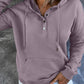 Purple Snap Button Pullover Hoodie with Pocket