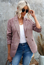 Load image into Gallery viewer, Plaid Print Lapel Collar Buttoned Blazer
