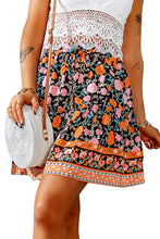 Load image into Gallery viewer, Floral Print Drawstring A-line High Waist Mini Skirt
