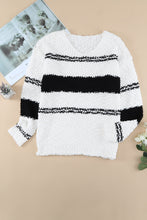 Load image into Gallery viewer, Striped Colorblock V Neck Long Sleeve Knitted Sweater
