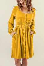 Load image into Gallery viewer, Button Up High Waist Long Sleeve Dress
