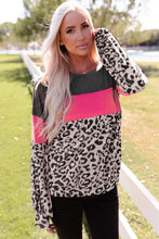 Load image into Gallery viewer, Color Block Leopard Patchwork Puff Sleeve Top
