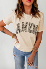 Load image into Gallery viewer, Khaki AMEN Leopard Print Short Sleeve Graphic T Shirt
