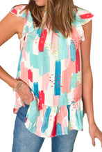 Load image into Gallery viewer, Color Block Ruffled Mock Neck Ruffled Top
