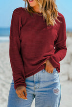 Load image into Gallery viewer, Waffle Knit Drop Shoulder Long Sleeve Top
