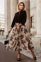 Load image into Gallery viewer, Floral Leaves Embroidered High Waist Maxi Skirt
