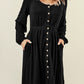 Black Button Up High Waist Long Sleeve Dress