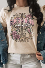 Load image into Gallery viewer, Khaki ROCK&amp;ROLL Guitar Vintage Graphic Tee
