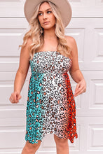 Load image into Gallery viewer, Multicolor Print Shirred Bandeau Mini Dress
