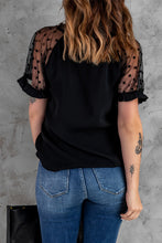 Load image into Gallery viewer, Polka Dot Mesh Patchwork Short Sleeve Blouse
