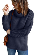 Load image into Gallery viewer, Navy Cozy Long Sleeves Turtleneck Sweater
