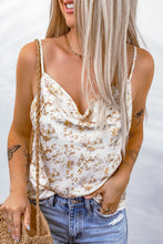 Load image into Gallery viewer, Beige Floral Print Drape Front Tank Top

