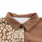 Brown Leopard Print Corduroy Long Sleeve Jacket