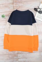 Load image into Gallery viewer, Colorblock Orange Contrast Stitching Sweatshirt with Slits
