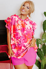 Load image into Gallery viewer, Ruffle Tiered Sleeve Frill Neck Floral Plus Size Blouse
