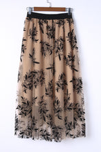 Load image into Gallery viewer, Floral Leaves Embroidered High Waist Maxi Skirt

