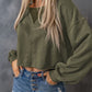Green Drop Shoulder Cropped Sweatshirt