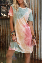 Load image into Gallery viewer, Multicolor Tie Dye Oversized Slit Tee Dress
