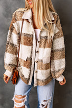 Load image into Gallery viewer, Plaid Pocketed Teddy Jacket
