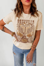 Load image into Gallery viewer, Khaki Music City Guitar Graphic Print T Shirt

