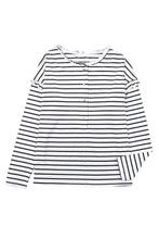 Load image into Gallery viewer, Striped Print Ruffled Buttoned Long Sleeve Top

