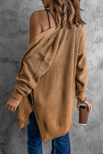 Load image into Gallery viewer, Drop Sleeve Cable Knit Cardigan with Slits

