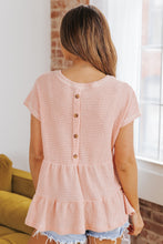 Load image into Gallery viewer, Waffle Knit Ruffle Tiered Short Sleeve Blouse
