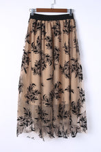 Load image into Gallery viewer, Floral Leaves Embroidered High Waist Maxi Skirt
