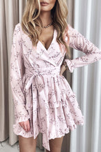 Load image into Gallery viewer, Floral Print Ruffle Hemline Wrap Mini Dress
