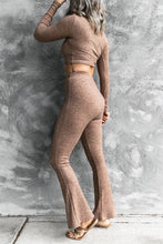 Load image into Gallery viewer, Ribbed Knit Long Sleeve Crop Top and Pants Two Piece Set
