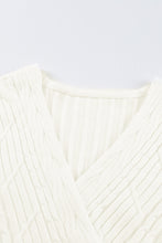 Load image into Gallery viewer, Beige Wrap V Neck Lantern Sleeve Textured Sweater
