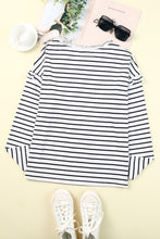 Load image into Gallery viewer, Striped Print Ruffled Buttoned Long Sleeve Top
